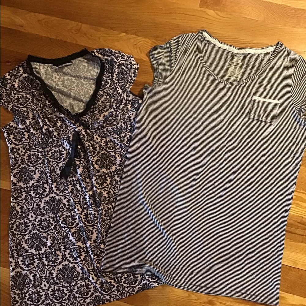 Black and White Patterned Dress and Striped T-Shirt